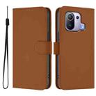 For Xiaomi Mi 11 Pro Skin Feel Solid Color Leather Phone Case with Lanyard(Brown) - 2