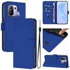 For Xiaomi Mi 11 Pro Skin Feel Solid Color Leather Phone Case with Lanyard(Dark Blue) - 1