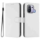 For Xiaomi Mi 11 Pro Skin Feel Solid Color Leather Phone Case with Lanyard(White) - 2