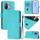 For Xiaomi Mi 11 Pro Skin Feel Solid Color Leather Phone Case with Lanyard(Lake Blue) - 1