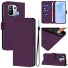 For Xiaomi Mi 11 Pro Skin Feel Solid Color Leather Phone Case with Lanyard(Violet) - 1