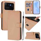 For Xiaomi Mi 11 Ultra Skin Feel Solid Color Leather Phone Case with Lanyard(Nude) - 1