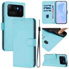 For Xiaomi Mi 11 Ultra Skin Feel Solid Color Leather Phone Case with Lanyard(Sky Blue) - 1