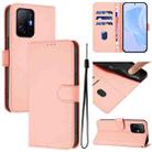 For Xiaomi 11T / 11T Pro Skin Feel Solid Color Leather Phone Case with Lanyard(Pink) - 1
