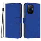 For Xiaomi 11T / 11T Pro Skin Feel Solid Color Leather Phone Case with Lanyard(Dark Blue) - 2