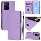 For Xiaomi 11T / 11T Pro Skin Feel Solid Color Leather Phone Case with Lanyard(Lavender Purple) - 1