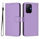 For Xiaomi 11T / 11T Pro Skin Feel Solid Color Leather Phone Case with Lanyard(Lavender Purple) - 2