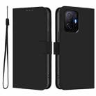 For Xiaomi 11T / 11T Pro Skin Feel Solid Color Leather Phone Case with Lanyard(Black) - 2