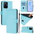 For Xiaomi 11T / 11T Pro Skin Feel Solid Color Leather Phone Case with Lanyard(Sky Blue) - 1