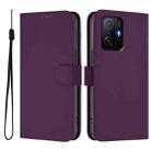 For Xiaomi 11T / 11T Pro Skin Feel Solid Color Leather Phone Case with Lanyard(Violet) - 2