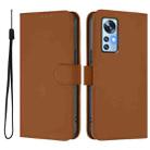 For Xiaomi 12 5G / 12S 5G / 12X 5G Skin Feel Solid Color Leather Phone Case with Lanyard(Brown) - 2