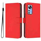 For Xiaomi 12 5G / 12S 5G / 12X 5G Skin Feel Solid Color Leather Phone Case with Lanyard(Red) - 2