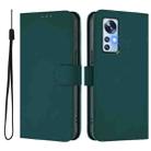 For Xiaomi 12 5G / 12S 5G / 12X 5G Skin Feel Solid Color Leather Phone Case with Lanyard(Dark Green) - 2