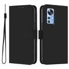 For Xiaomi 12 5G / 12S 5G / 12X 5G Skin Feel Solid Color Leather Phone Case with Lanyard(Black) - 2