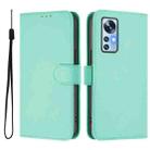 For Xiaomi 12 5G / 12S 5G / 12X 5G Skin Feel Solid Color Leather Phone Case with Lanyard(Mint Green) - 2