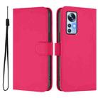 For Xiaomi 12 5G / 12S 5G / 12X 5G Skin Feel Solid Color Leather Phone Case with Lanyard(Rose Red) - 2