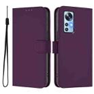 For Xiaomi 12 5G / 12S 5G / 12X 5G Skin Feel Solid Color Leather Phone Case with Lanyard(Violet) - 2