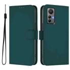 For Xiaomi 12 Lite Skin Feel Solid Color Leather Phone Case with Lanyard(Dark Green) - 2