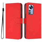 For Xiaomi 12S Pro / 12 Pro Skin Feel Solid Color Leather Phone Case with Lanyard(Red) - 2