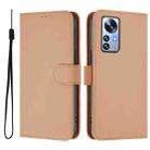 For Xiaomi 12S Pro / 12 Pro Skin Feel Solid Color Leather Phone Case with Lanyard(Nude) - 2