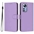 For Xiaomi 12S Pro / 12 Pro Skin Feel Solid Color Leather Phone Case with Lanyard(Lavender Purple) - 2