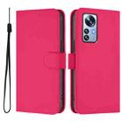 For Xiaomi 12S Pro / 12 Pro Skin Feel Solid Color Leather Phone Case with Lanyard(Rose Red) - 2