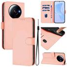 For Xiaomi 12S Ultra Skin Feel Solid Color Leather Phone Case with Lanyard(Pink) - 1