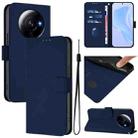 For Xiaomi 12S Ultra Skin Feel Solid Color Leather Phone Case with Lanyard(Navy Blue) - 1