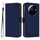 For Xiaomi 12S Ultra Skin Feel Solid Color Leather Phone Case with Lanyard(Navy Blue) - 2