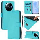 For Xiaomi 12S Ultra Skin Feel Solid Color Leather Phone Case with Lanyard(Lake Blue) - 1