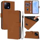 For Xiaomi 13 5G Skin Feel Solid Color Leather Phone Case with Lanyard(Brown) - 1