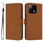 For Xiaomi 13 5G Skin Feel Solid Color Leather Phone Case with Lanyard(Brown) - 2