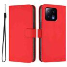 For Xiaomi 13 5G Skin Feel Solid Color Leather Phone Case with Lanyard(Red) - 2