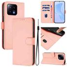 For Xiaomi 13 5G Skin Feel Solid Color Leather Phone Case with Lanyard(Pink) - 1