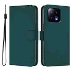 For Xiaomi 13 5G Skin Feel Solid Color Leather Phone Case with Lanyard(Dark Green) - 2