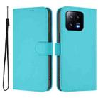 For Xiaomi 13 5G Skin Feel Solid Color Leather Phone Case with Lanyard(Lake Blue) - 2