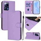 For Xiaomi 13 Lite 5G Global / Civi 2 Skin Feel Solid Color Leather Phone Case with Lanyard(Lavender Purple) - 1