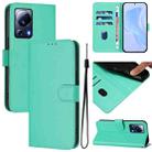 For Xiaomi 13 Lite 5G Global / Civi 2 Skin Feel Solid Color Leather Phone Case with Lanyard(Green) - 1