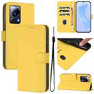 For Xiaomi 13 Lite 5G Global / Civi 2 Skin Feel Solid Color Leather Phone Case with Lanyard(Lemon Yellow) - 1