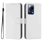 For Xiaomi 13 Lite 5G Global / Civi 2 Skin Feel Solid Color Leather Phone Case with Lanyard(White) - 2