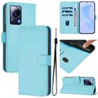 For Xiaomi 13 Lite 5G Global / Civi 2 Skin Feel Solid Color Leather Phone Case with Lanyard(Sky Blue) - 1