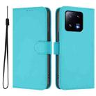 For Xiaomi 13 Pro 5G Skin Feel Solid Color Leather Phone Case with Lanyard(Lake Blue) - 2