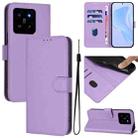 For Xiaomi 14 Skin Feel Solid Color Leather Phone Case with Lanyard(Lavender Purple) - 1
