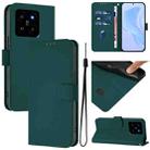 For Xiaomi 14 Skin Feel Solid Color Leather Phone Case with Lanyard(Dark Green) - 1