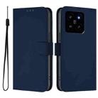 For Xiaomi 14 Skin Feel Solid Color Leather Phone Case with Lanyard(Navy Blue) - 2