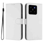For Xiaomi 14 Skin Feel Solid Color Leather Phone Case with Lanyard(White) - 2