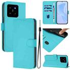 For Xiaomi 14 Skin Feel Solid Color Leather Phone Case with Lanyard(Lake Blue) - 1
