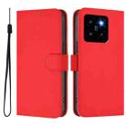 For Xiaomi 14 Pro 5G Global Skin Feel Solid Color Leather Phone Case with Lanyard(Red) - 2