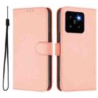 For Xiaomi 14 Pro 5G Global Skin Feel Solid Color Leather Phone Case with Lanyard(Pink) - 2