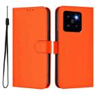 For Xiaomi 14 Pro 5G Global Skin Feel Solid Color Leather Phone Case with Lanyard(Orange) - 2